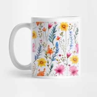 Watercolor Assorted Wildflowers Pattern 3 Mug